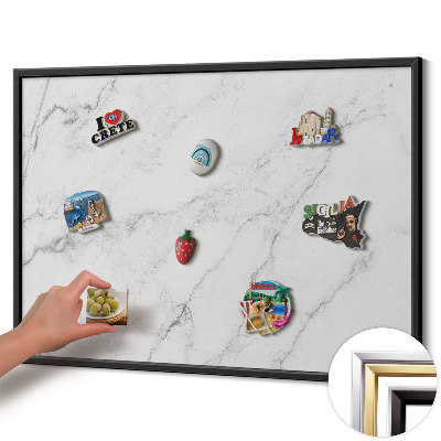 Quadro magnético com moldura preta Mármore claro delicado