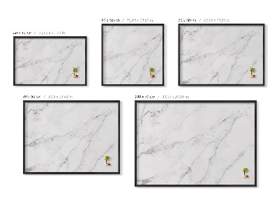 Quadro magnético com moldura preta Mármore claro delicado
