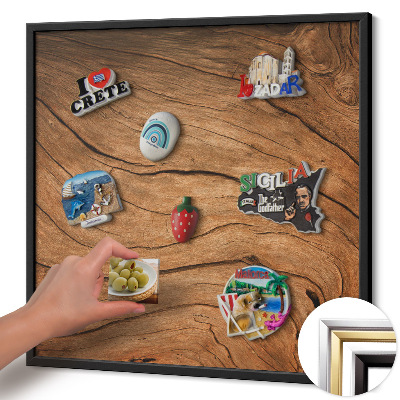 Quadro magnético com moldura preta Textura de madeira rachada