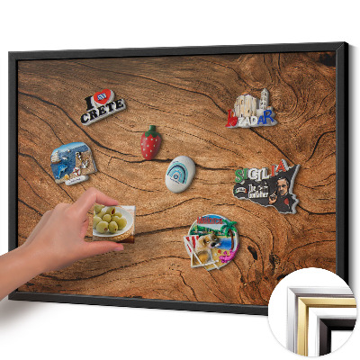 Quadro magnético com moldura preta Textura de madeira rachada