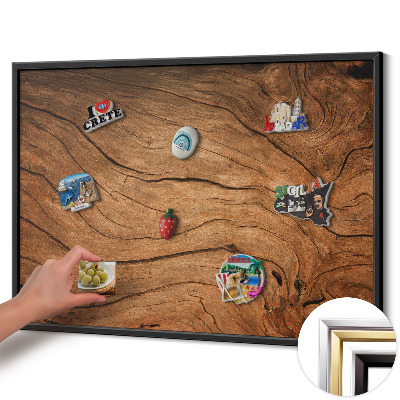 Quadro magnético com moldura preta Textura de madeira rachada