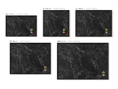 Quadro magnético com moldura preta Mármore preto elegante