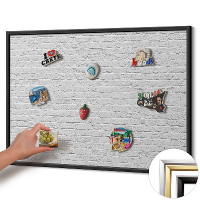 Quadro magnético com moldura preta Parede de tijolos com luz de parede