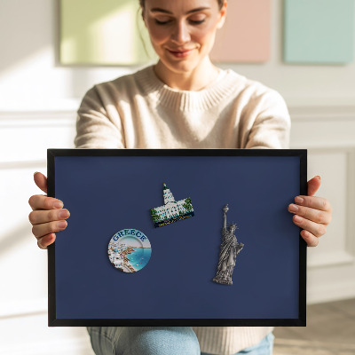 Quadro magnético com moldura preta Cor azul marinho