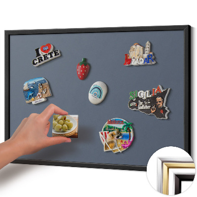 Quadro magnético com moldura preta Cor cinza fria