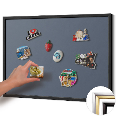 Quadro magnético com moldura preta Cor cinza fria