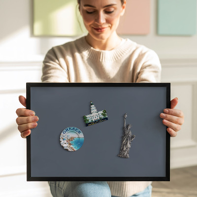 Quadro magnético com moldura preta Cor cinza fria