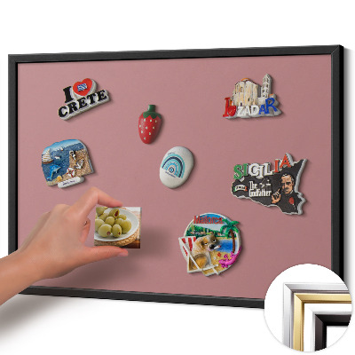 Quadro magnético com moldura preta Cor rosa pastel