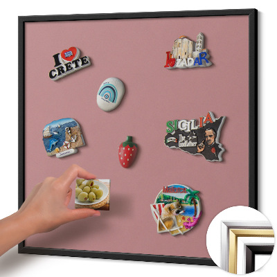 Quadro magnético com moldura preta Cor rosa pastel