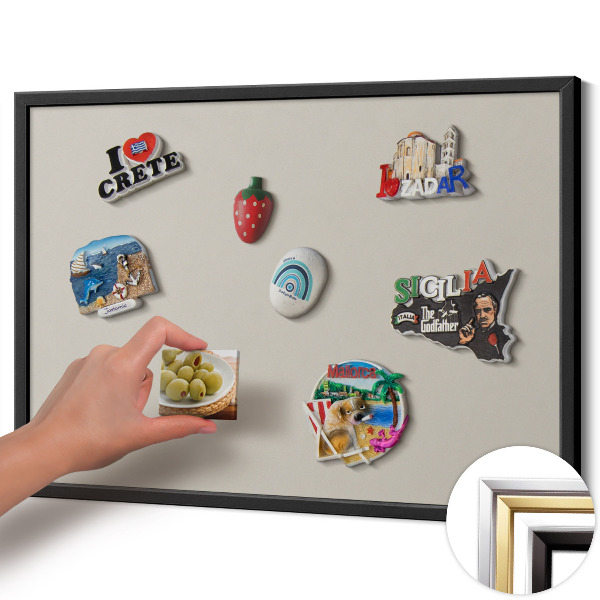 Quadro magnético com moldura preta Cor creme