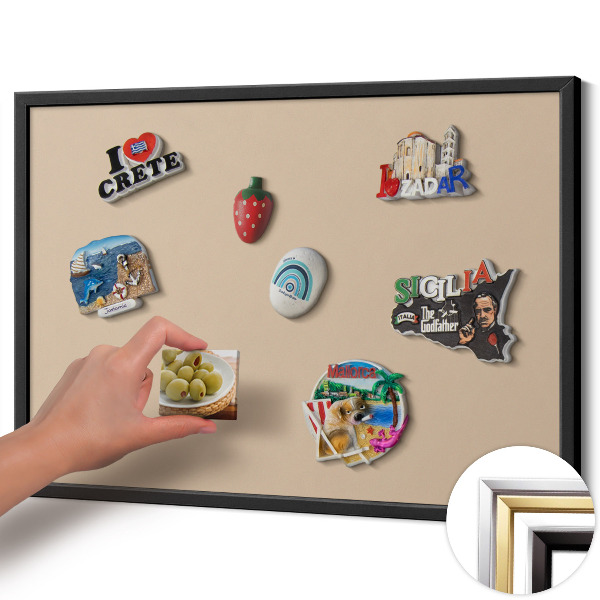 Quadro magnético com moldura preta Cor bege