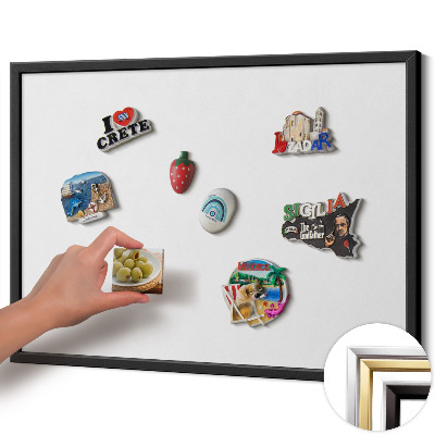 Quadro magnético com moldura preta Cor branca