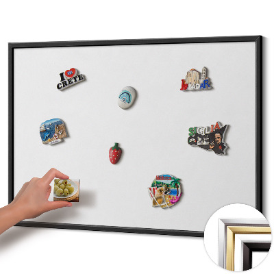 Quadro magnético com moldura preta Cor branca