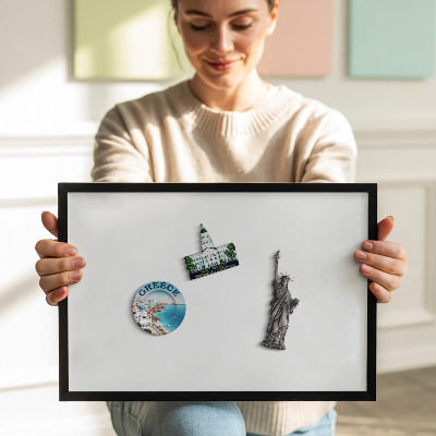 Quadro magnético com moldura preta Cor branca