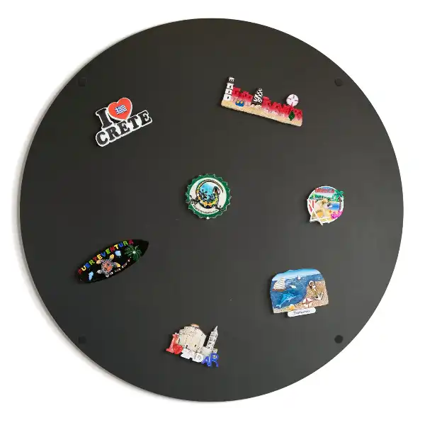 Quadro magnético para ímanes de férias redondo de cor preta