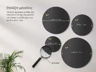 Quadro magnético para ímanes de férias redondo de cor preta