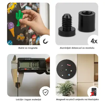 Quadro magnético para ímanes de férias redondo de cor preta