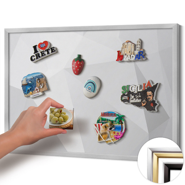 Quadro magnético com moldura prateada Fundo geométrico 3D