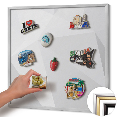 Quadro magnético com moldura prateada Fundo geométrico 3D