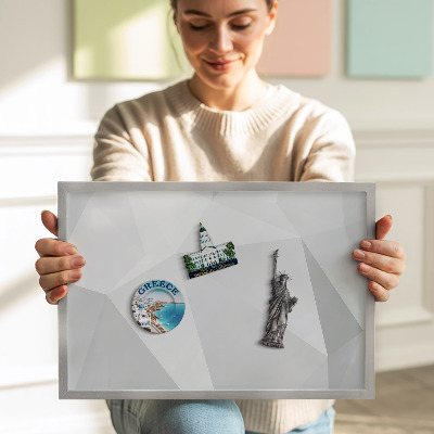 Quadro magnético com moldura prateada Fundo geométrico 3D