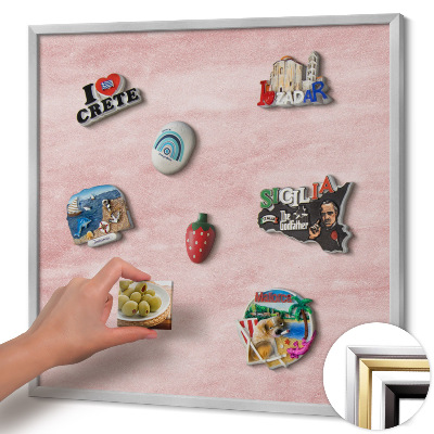 Quadro magnético com moldura prateada Textura de rocha pastel