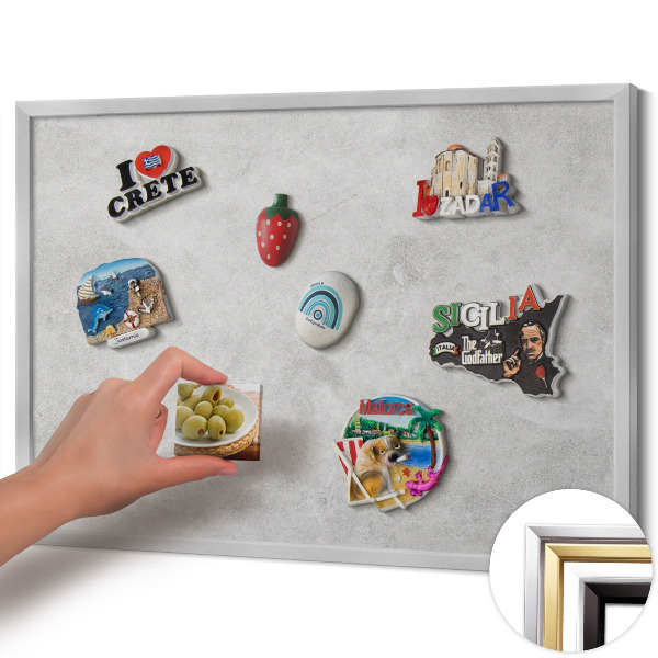 Quadro magnético com moldura prateada Textura de parede de concreto