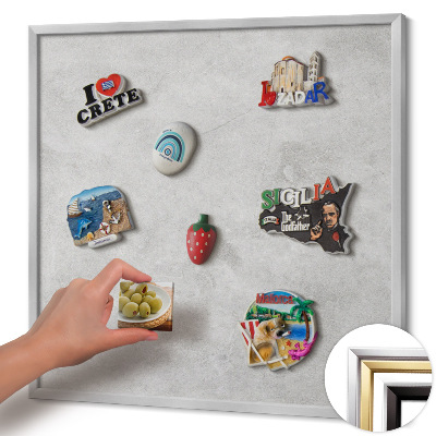 Quadro magnético com moldura prateada Textura de parede de concreto