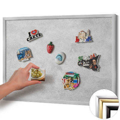 Quadro magnético com moldura prateada Textura de parede de concreto