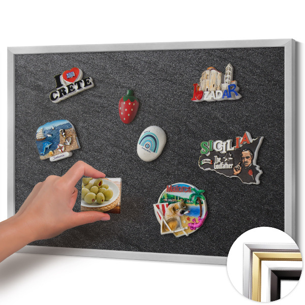 Quadro magnético com moldura prateada Textura de parede de pedra