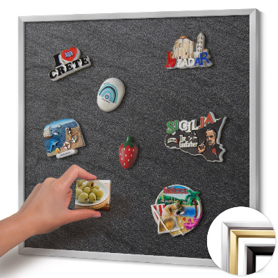 Quadro magnético com moldura prateada Textura de parede de pedra