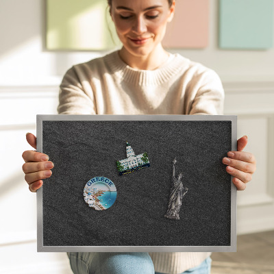 Quadro magnético com moldura prateada Textura de parede de pedra