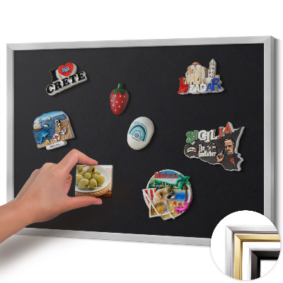 Quadro magnético com moldura prateada Cor preta
