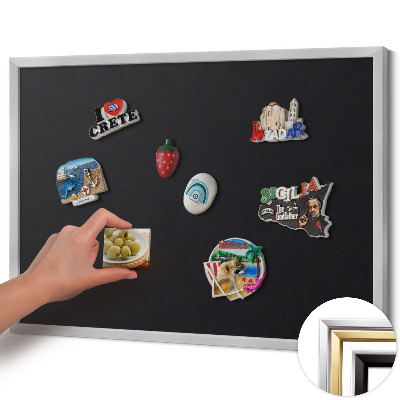 Quadro magnético com moldura prateada Cor preta