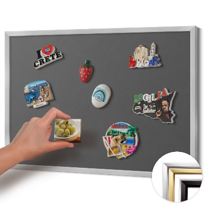 Quadro magnético com moldura prateada Cor: cinza escuro