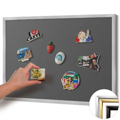 Quadro magnético com moldura prateada Cor: cinza escuro