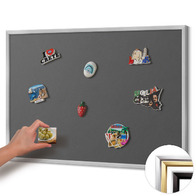 Quadro magnético com moldura prateada Cor: cinza escuro