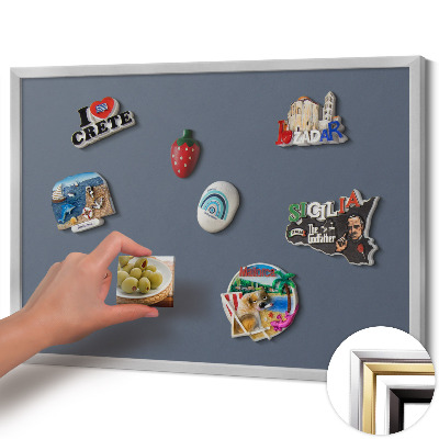 Quadro magnético com moldura prateada Cor cinza fria
