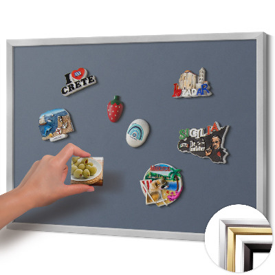 Quadro magnético com moldura prateada Cor cinza fria