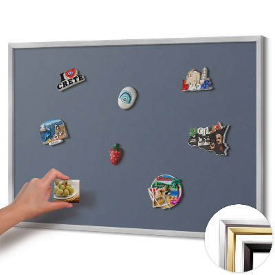 Quadro magnético com moldura prateada Cor cinza fria