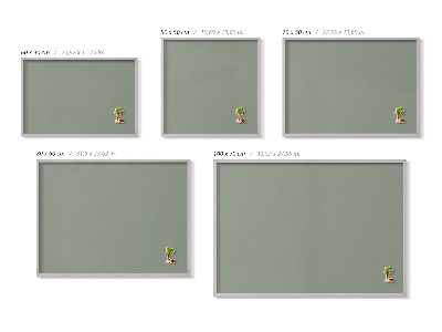 Quadro magnético com moldura prateada Cor verde-oliva clara