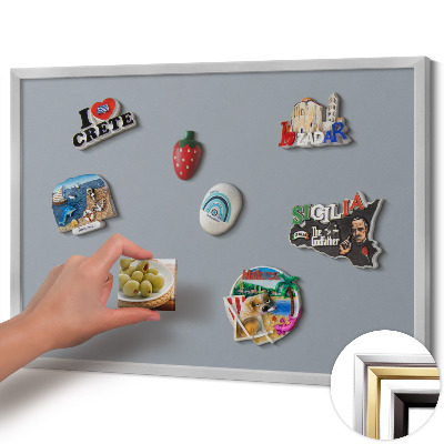 Quadro magnético com moldura prateada Cor cinza