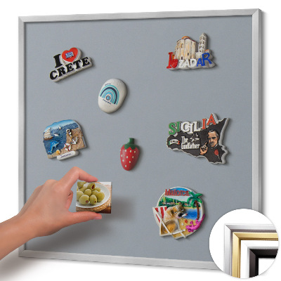 Quadro magnético com moldura prateada Cor cinza