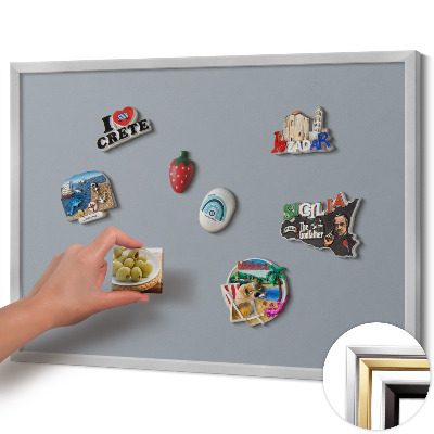 Quadro magnético com moldura prateada Cor cinza