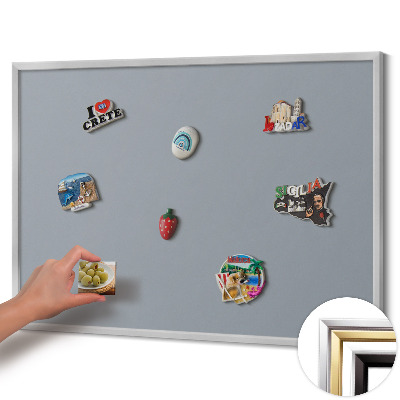 Quadro magnético com moldura prateada Cor cinza