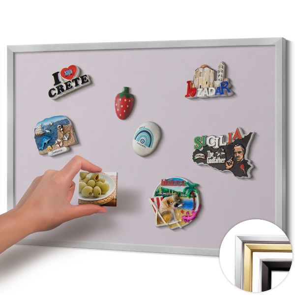 Quadro magnético com moldura prateada Cor lilás
