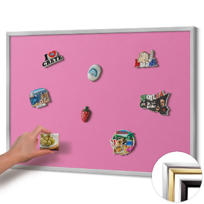 Quadro magnético com moldura prateada Cor rosa