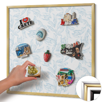 Quadro magnético com moldura dourada Padrão de folha regular