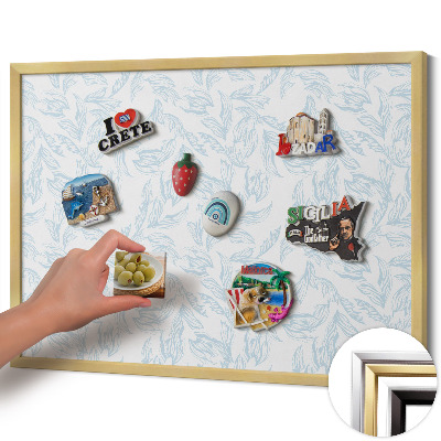 Quadro magnético com moldura dourada Padrão de folha regular