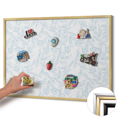 Quadro magnético com moldura dourada Padrão de folha regular