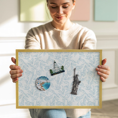 Quadro magnético com moldura dourada Padrão de folha regular